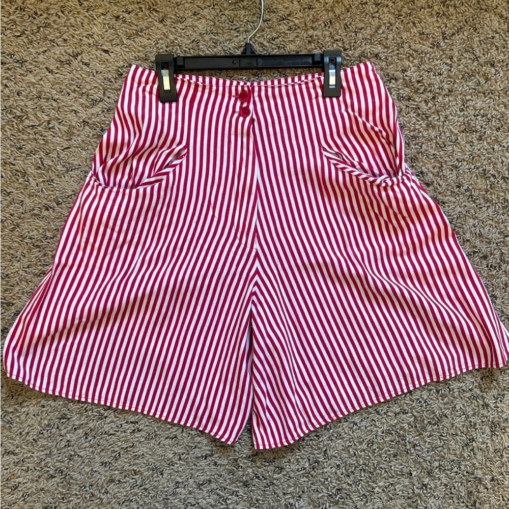 80s Vintage Outback Red Red and White Striped Shorts